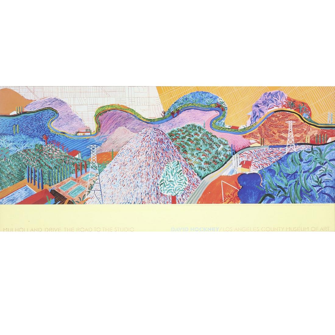 David Hockney, Poster: Mulholland Drive: The Road to: David HockneyPoster: Mulholland Drive: The Road to the Studio, Los Angeles County Museum of Art17"H x 38 1/2"W (frame).