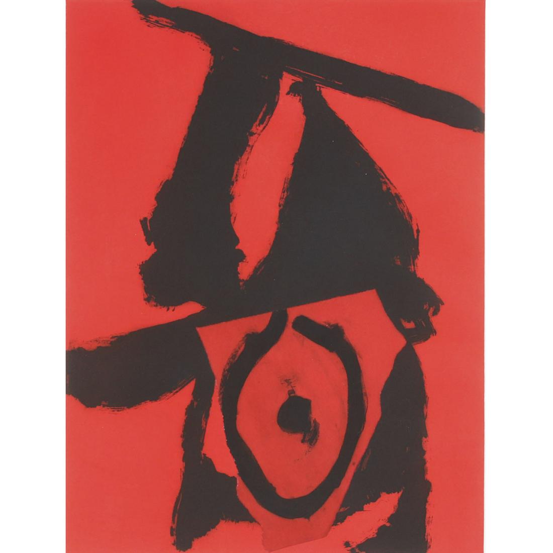 Robert Motherwell, (American, 1915-1991), The Red: Robert Motherwell(American, 1915-1991)The Red Queen, 1989aquatint, etching, and collage from an edition of 40Signed, and numbered RM IVII IX (?) lower left. Blindstamp lower right. Provenance: Propert