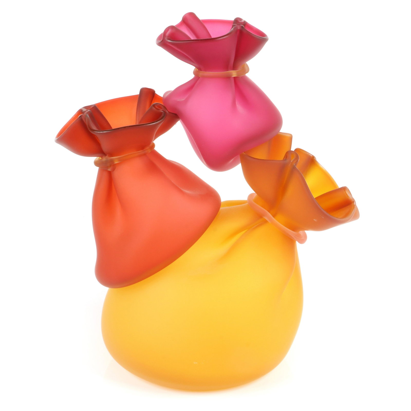 John Littleton and Kate Vogel, (American, b.1957,1956),: John Littleton and Kate Vogel(American, b.1957,1956)Acro Bagsstudio art glass sculptureyellow, orange, pink. engraved signature under base Provenance: Property of the Estate of Craig W Johnson, purcha