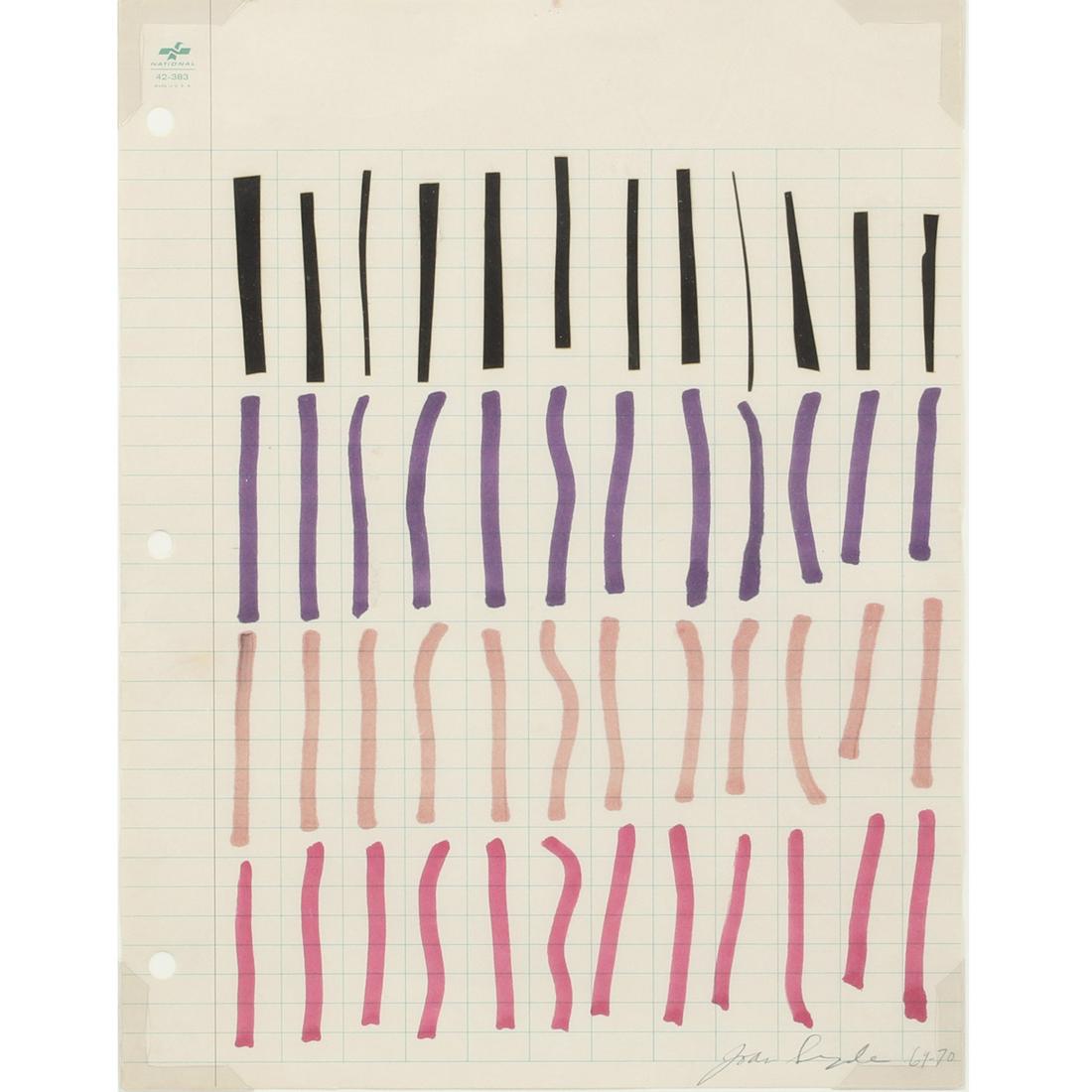 Joan Snyder, (American, b.1940), Untitled, 1969-70,: Joan Snyder(American, b.1940)Untitled, 1969-70magic marker and tape on papersigned and dated lower right. Provenance: Ruth S. Shaffner Gallery, Santa Barbara, CA. Biography from the archives of AskArt