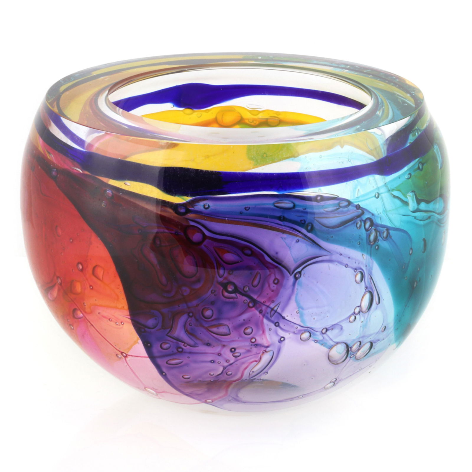 Leon Applebaum, (American, b.1945), Lava Bowl, hand: Leon Applebaum(American, b.1945)Lava Bowlhand blown glassEngraved signature under base. Provenance: The Rachael Collection, Aspen. Biography from Butler Institute of American Art Leon Applebaum is a s
