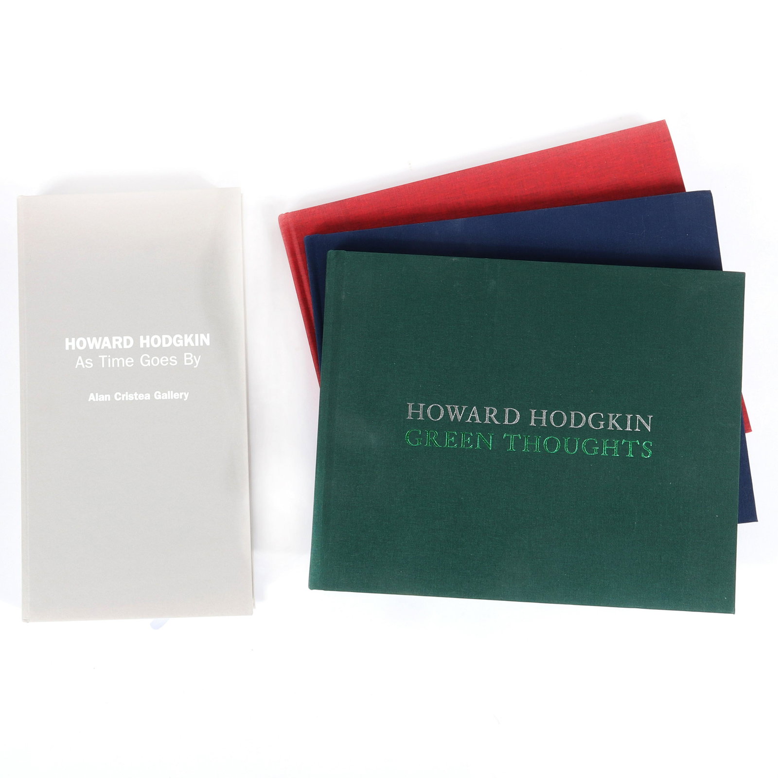 Howard Hodgkin exhibition publications from Alan: Howard Hodgkin exhibition publications from Alan Cristea Gallery, London. Three catalog volumes and encased pair of offset prints titled As Time Goes By 2009, Green Thoughts 2014, After All 2016, Acqu
