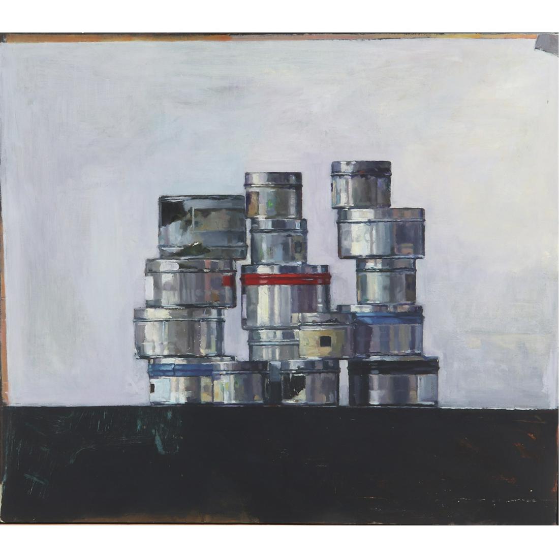 Nicholas P. Hill, (American, 21st Century), Stacked: Nicholas P. Hill(American, 21st Century)Stacked Tinsoil on canvasNicholas received his BFA from Columbus School of Art and Design and his MFA from Indiana University. He resides in Columbus, Ohio.21 1
