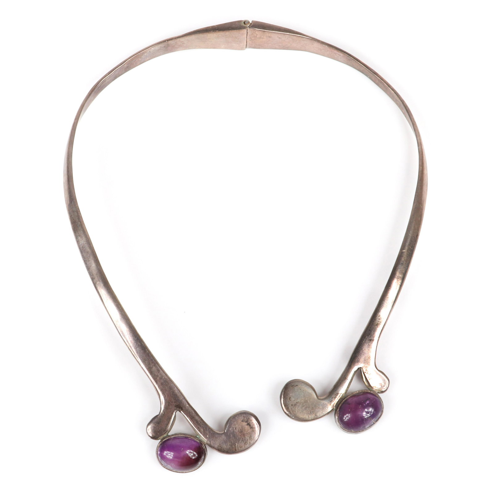 Mexican sterling silver hinged open choker collar (1 of 4)