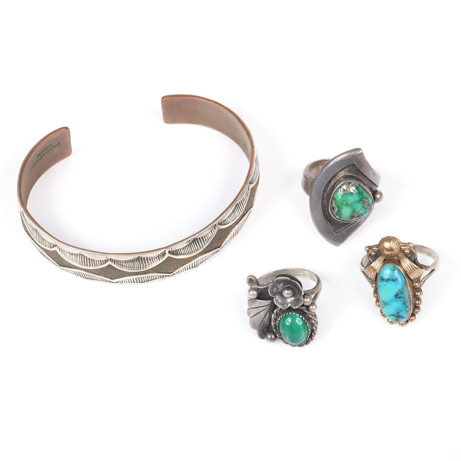 Douglas Etsitty Navajo sterling cuff bracelet with two (1 of 6)