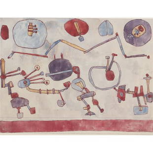 Pierre Louis Maurice Courtin, (French, b.1921),: Pierre Louis Maurice Courtin, (French, b.1921), Quaterque Beati, watercolor on paper, signed lower right. French printmaker and painter Pierre Louis Maurice Courtin was born on January 20, 1921 in Reb