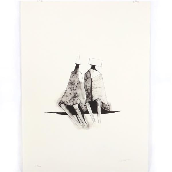 Lynn Russell Chadwick, Two Figures, 1971, lithograph,: Lynn Russell Chadwick, Two Figures, 1971, lithograph, pencil signed, dated and numbered 77/100., 29 1/2"H x 22"W