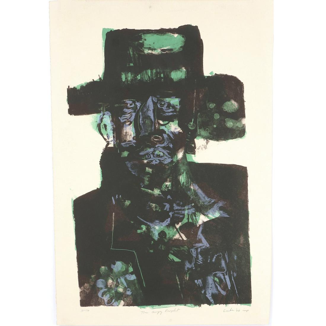 Gerson August (Gus) Leiber, American 1921-2018, "The: Gerson August (Gus) Leiber, American, 1921-2018, "The Angry Prophet" 1966, lithograph, signed and numbered 10-16., 22 3/4"H x 15 1/4"W