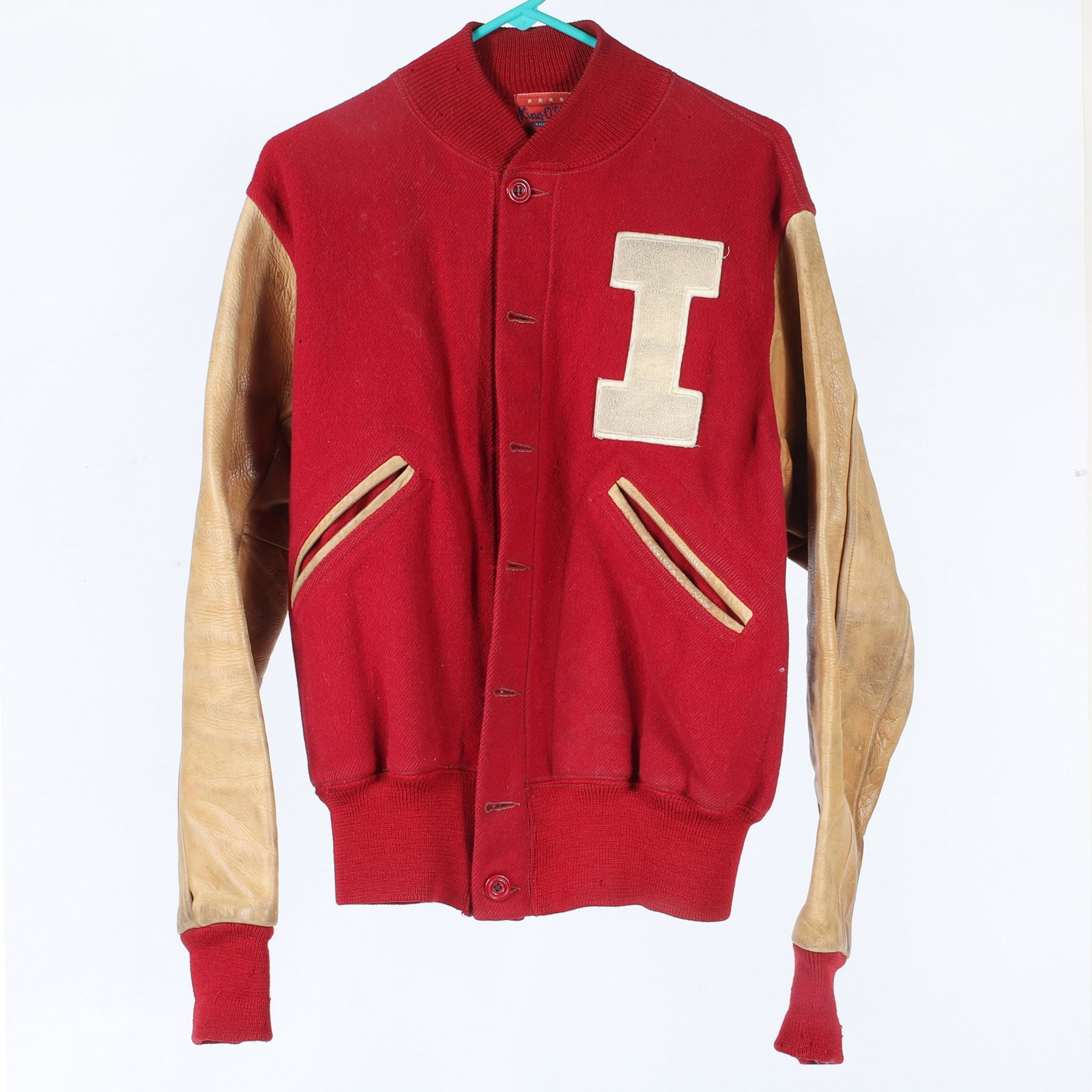 Vintage 1950's Indiana University Letter Jacket: Vintage 1950's Indiana University Letter Jacket. It is unknown who the jacket was awarded to. The jacket is by King O'Shea with a Bush Callahan tag on the inside with a size 42 tag.