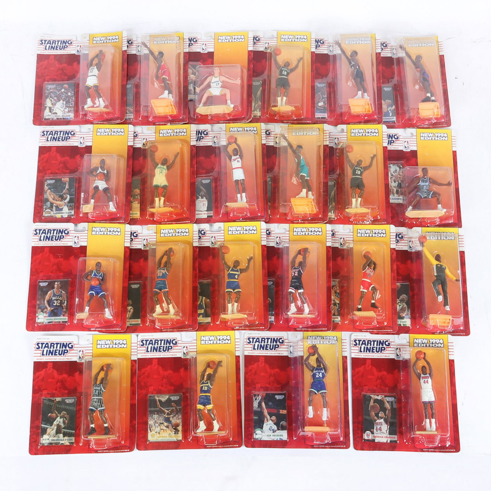 22 - 1994 NBA Starting Lineup Figurines: 22-1994 NBA Starting Lineup Figurines. The lot includes David Robinson, Charles Barkley, Chris Mullin, Hakeem Olajuwon, Shaquille O'Neal, 2-Dennis Rodman, Penny Hardaway, Alonzo Mourning, Dominique Wi
