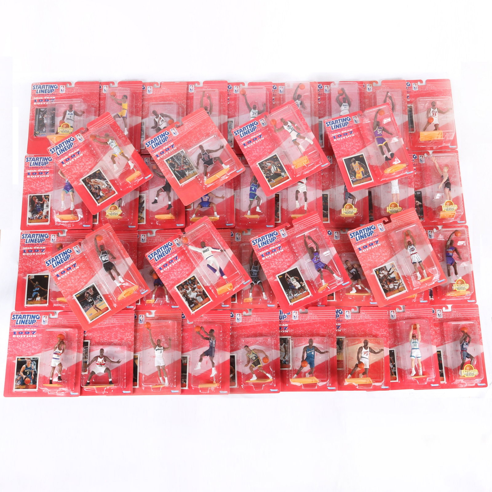 Lot of 44 - 1997 NBA Basketball Starting Lineup: Lot of 44 - 1997 NBA Basketball Starting Lineup Figurines. The lot includes: Sprewell, Howard,, Pippen, Kemp, Finley, Anderson, Vaught, Payton, Mourning, Stockton, Hardaway, Grant, Brandon, Ewing, Sto