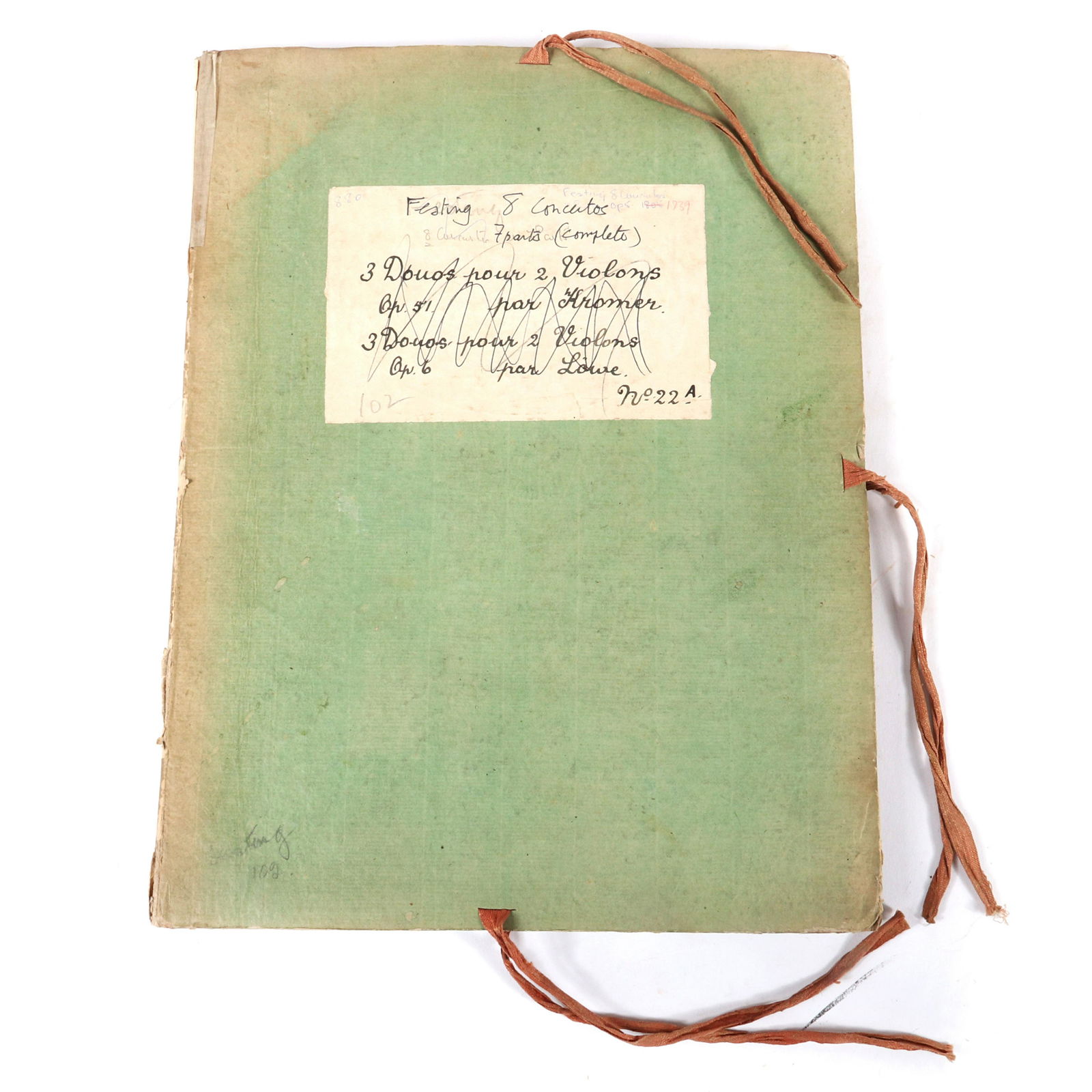 Eight Concerto: Eight Concerto's in Seven Parts, Compos'd By Michael Christian Festing. Opera Quinta, London, Printed by William Smith, at Corelli's Head, M.DCC.XXXIX, 1739. From the personal collection of Maestro Ra