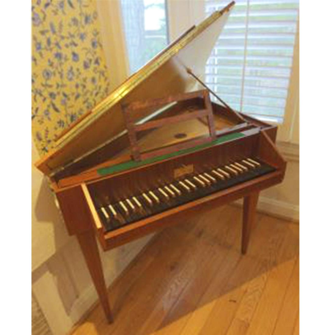 Sperrhake Passau portable single manual harpsichord: Sperrhake Passau portable single manual harpsichord serial #74062, satinwood case, made in Germany ca.1970s. This item is not available for viewing in the gallery. It will ship from the residence.