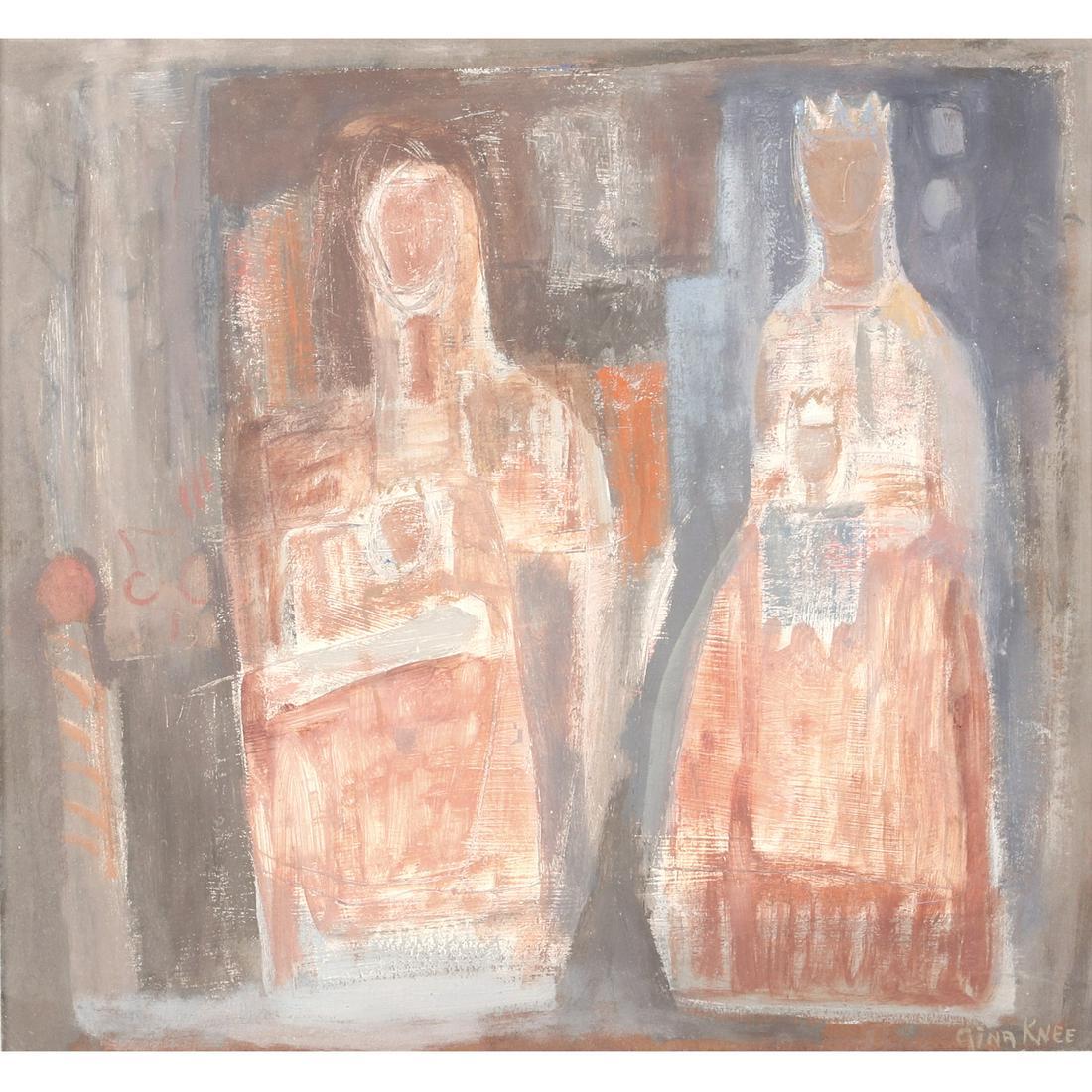 Gina Knee (American, 1898-1982) untitled King and Queen: Gina Knee (American, 1898-1982) untitled (King and Queen), gouache on board signed lower right. From an private collector, Indianapolis, IN. From askART: Born in Marietta, Ohio on Oct. 31, 1898, Gina