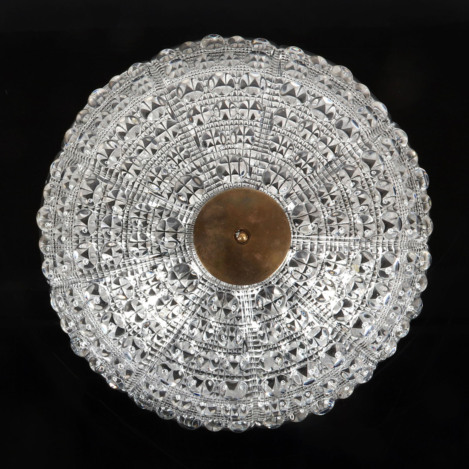 Carl Fagerlund for Orrefors Mid-20th century Swedish: Carl Fagerlund for Orrefors Mid-20th century Swedish MCM textured bubble glass domed Chandelier flush mount ceiling light. 14"diam, 5"H