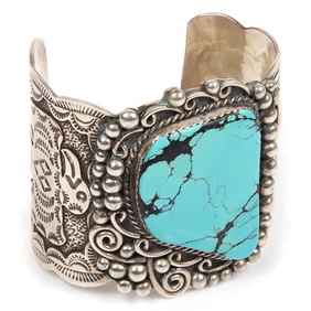 Exquisite Vintage Native American Navajo Den James Geometric Spiderweb Turquoise Bracelet Old Exquisite Vintage Native American Navajo Den James Geometric Spiderweb Turquoise Bracelet Old