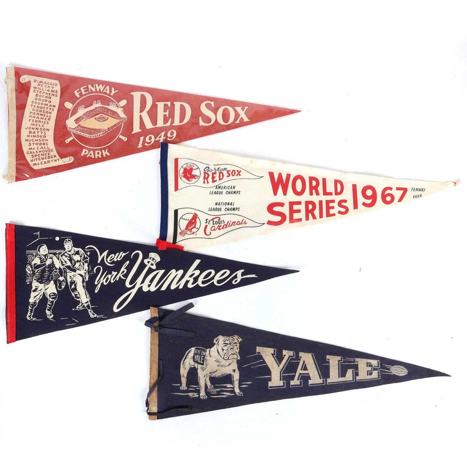 Nice Lot of 4 Vintage Pennants, 1949 Red Sox, 1967 WS, (1 of 4)
