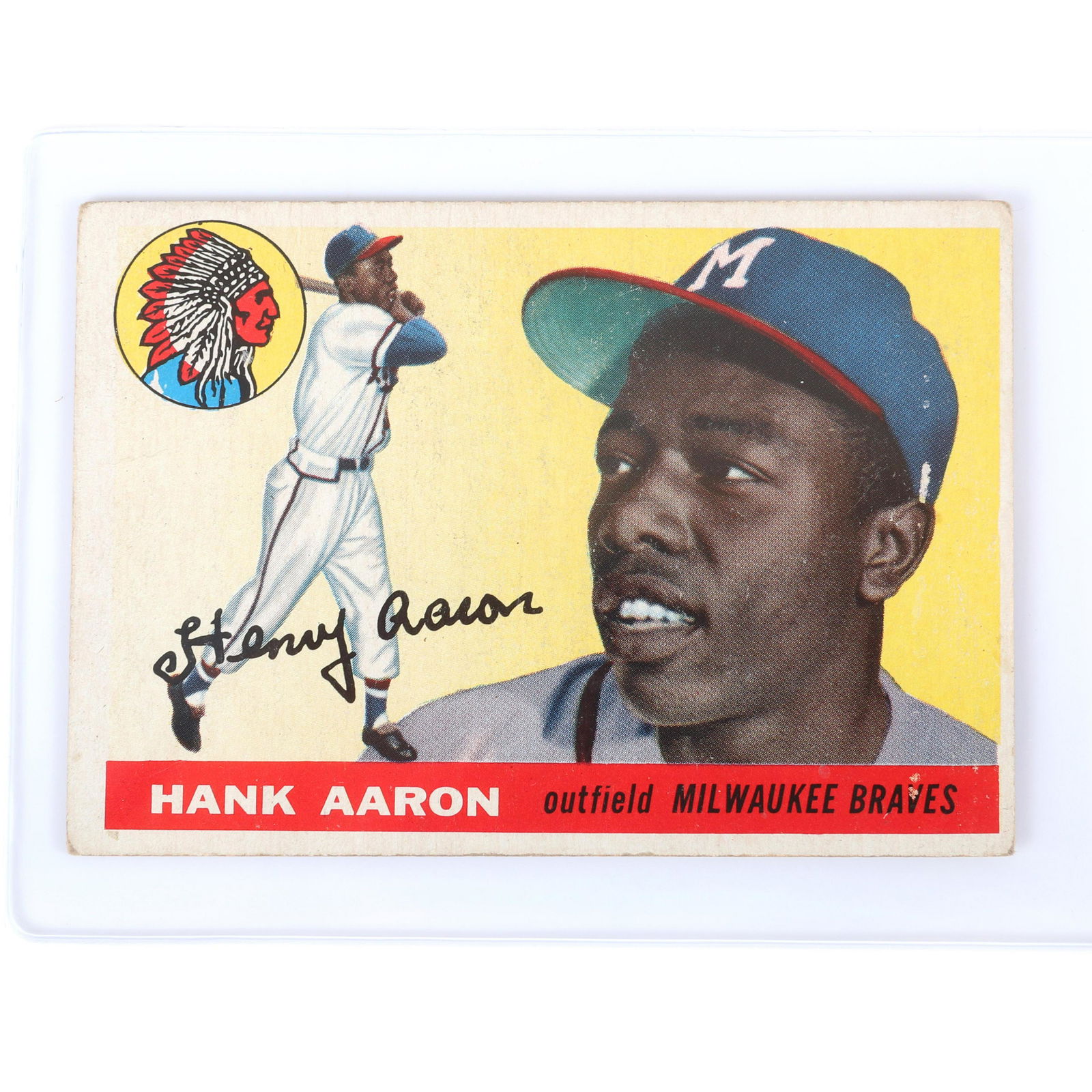 1955 Hank Aaron Topps Baseball Card #47 VG-EX, very (1 of 3)