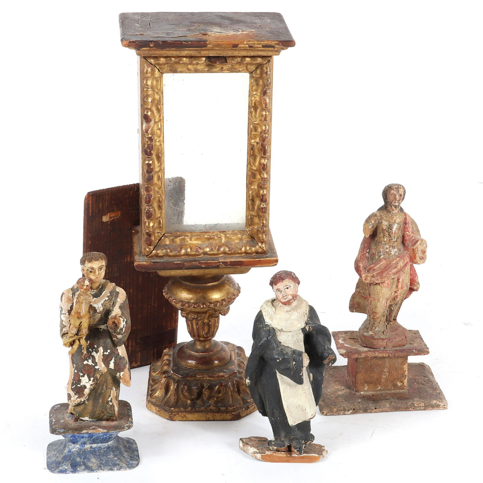 Three polychromed Spanish Colonial carved and (1 of 9)