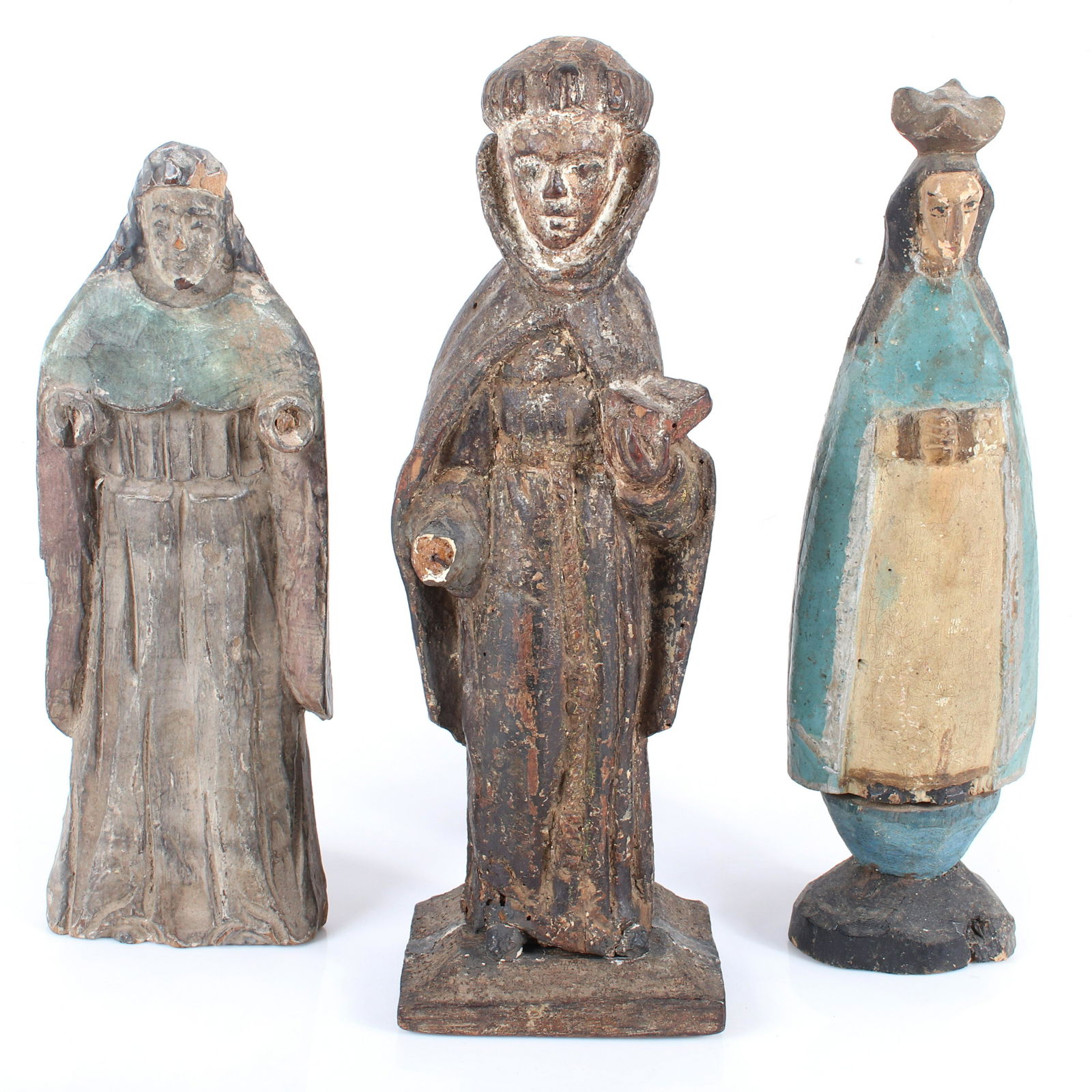 Three polychromed hand-painted and carved Spanish (1 of 7)