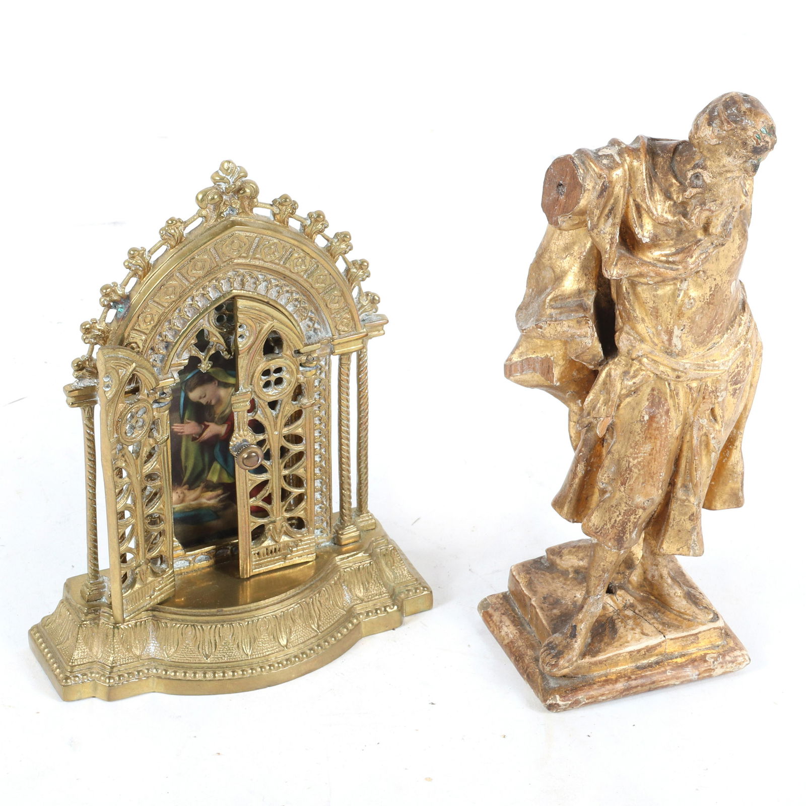 Continental brass Gothic Revival reliquary icon frame (1 of 8)