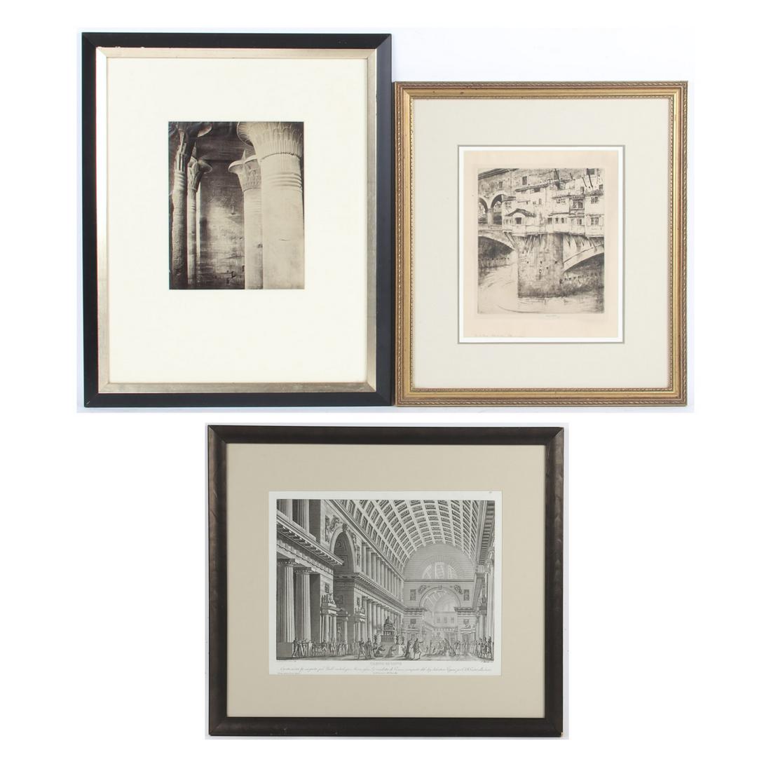 Framed 3pc group: J.P. Sebah albumen print of Esneh (1 of 9)