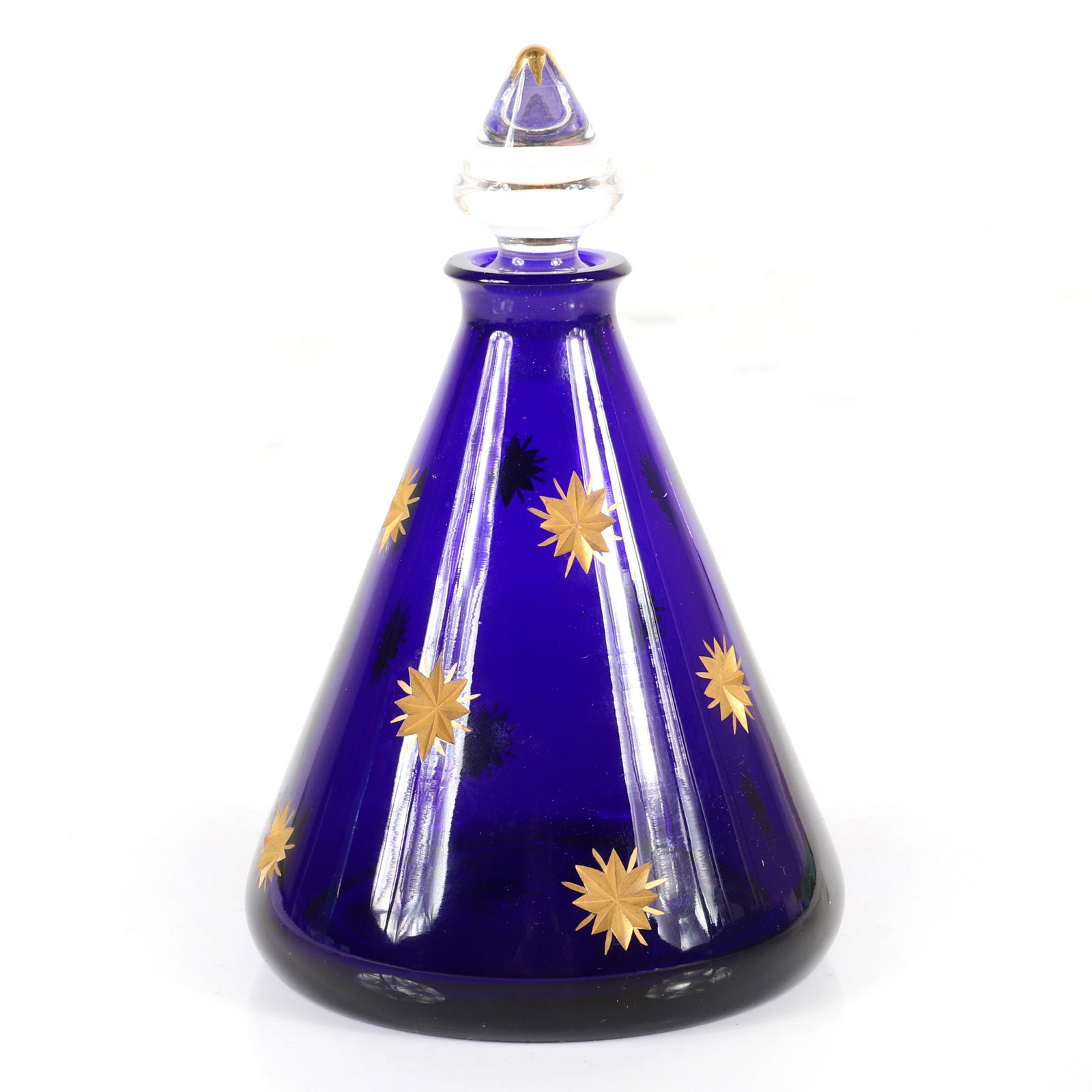 St. Louis crystal cobalt blue and gilt wheelcut stars (1 of 5)