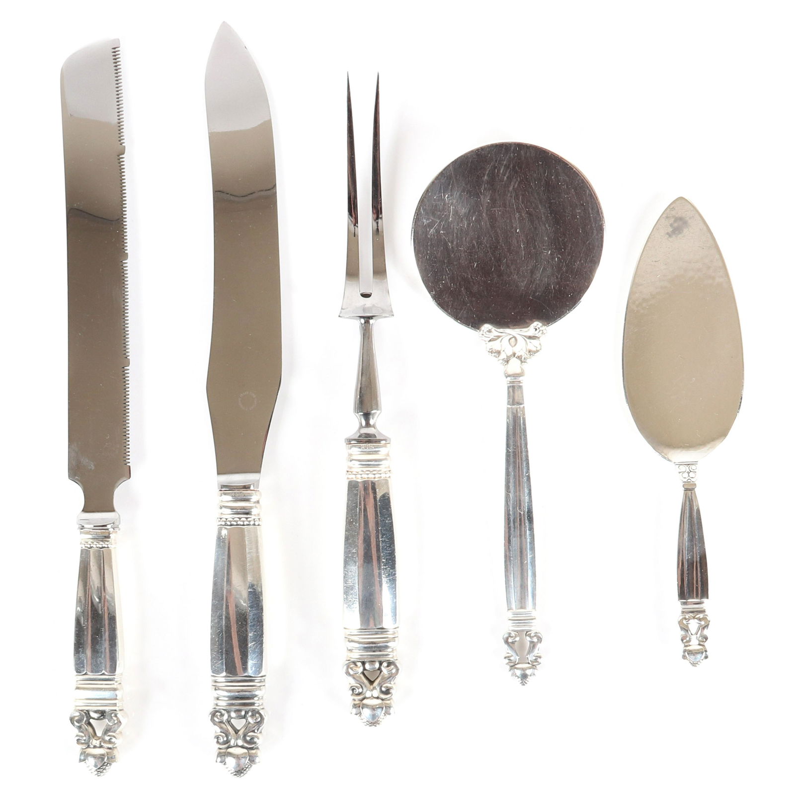 Five Georg Jensen Acorn pattern sterling silver serving (1 of 6)