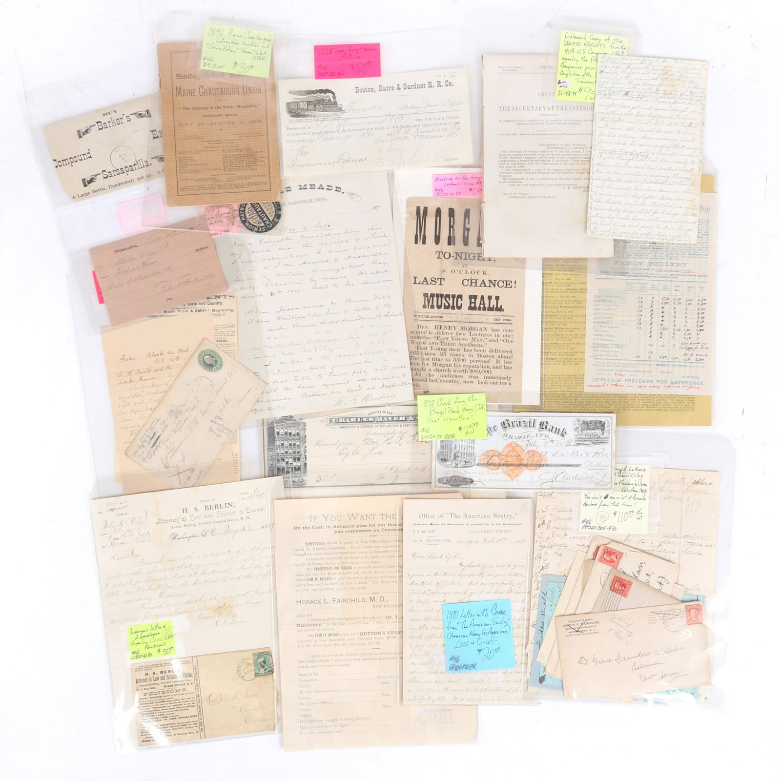 Large group of 1860's - 1900s letters & documents: Two (1 of 3)