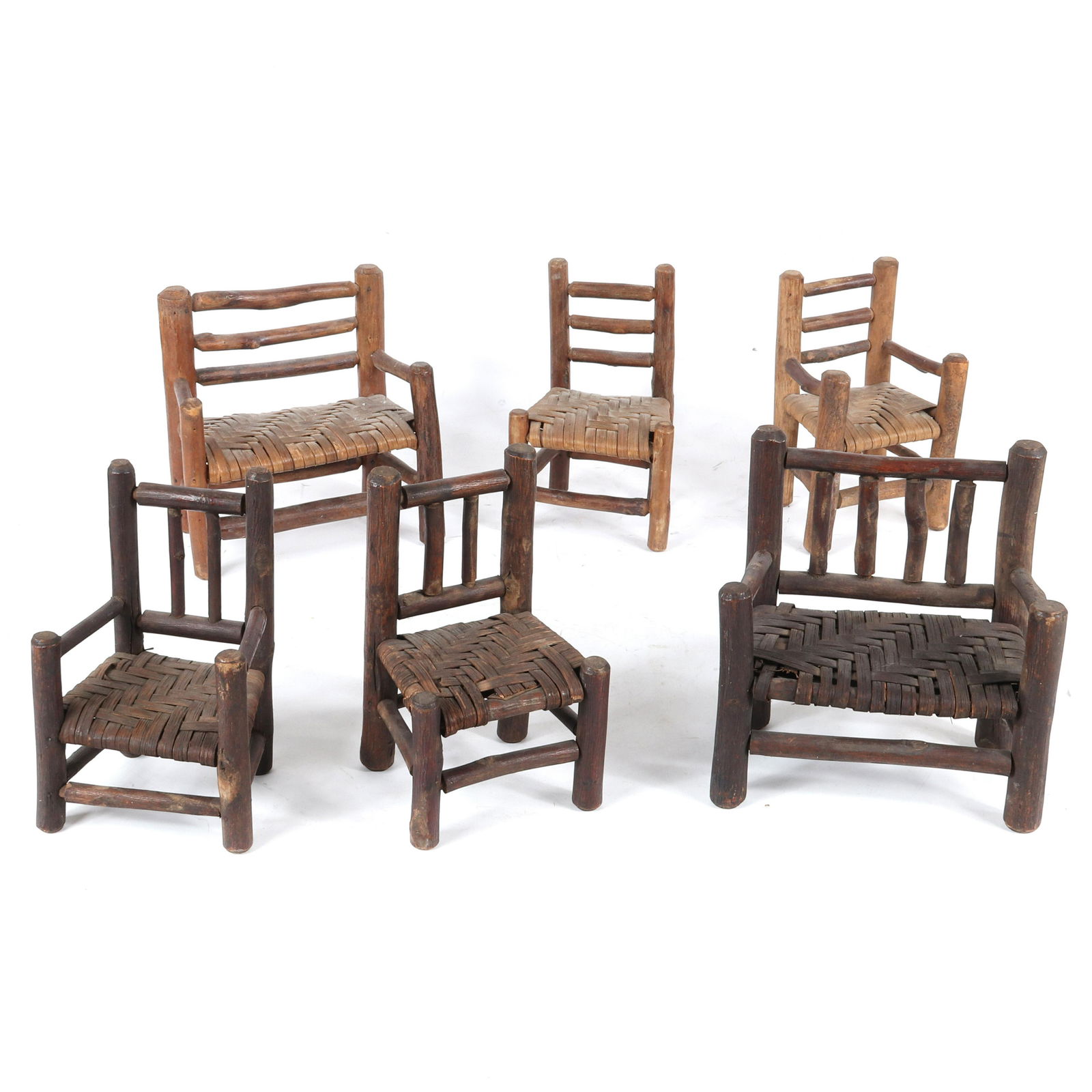 Six Old Hickory miniature salesman sample furniture (1 of 5)