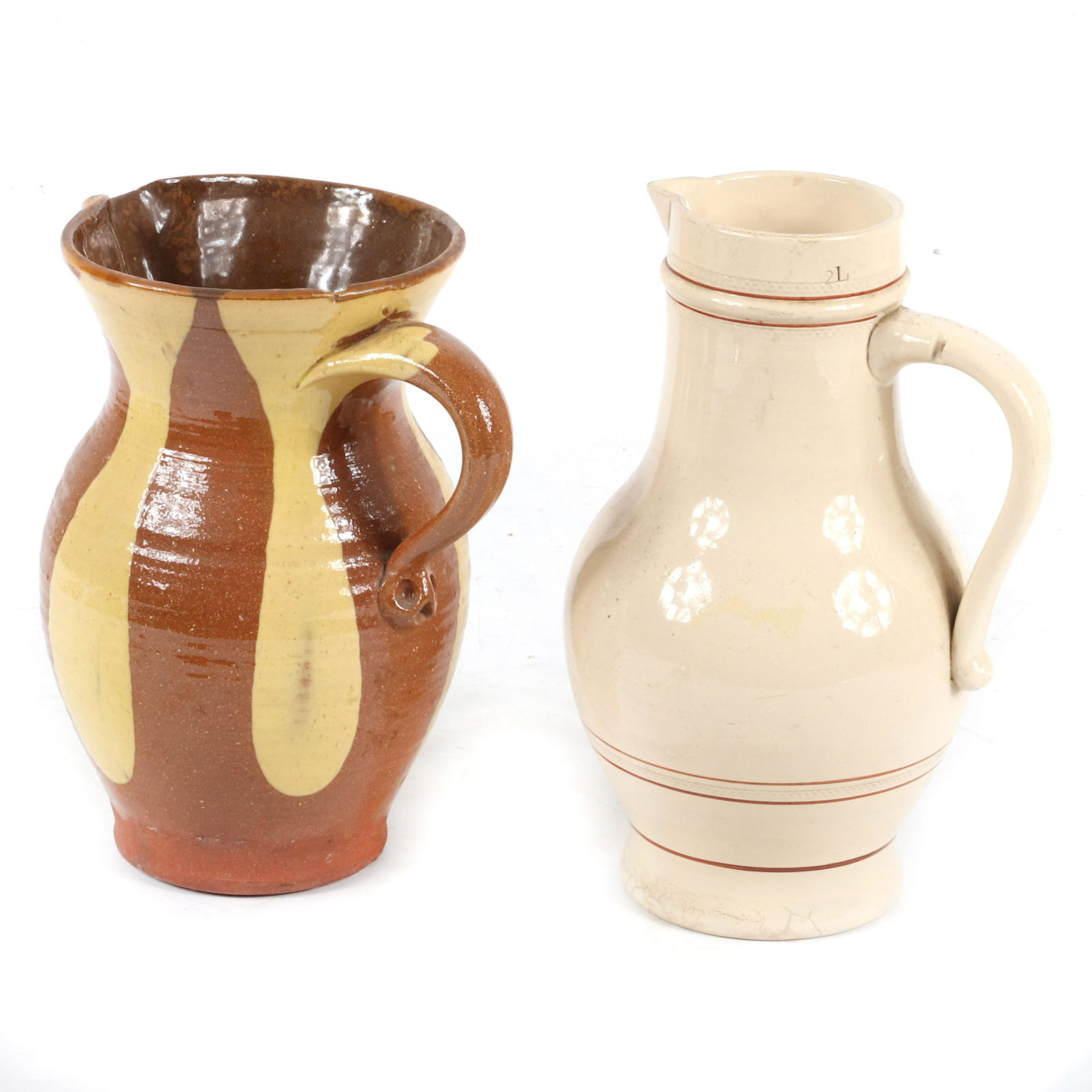 Two antique pottery pitchers; Greenfield Village (1 of 7)