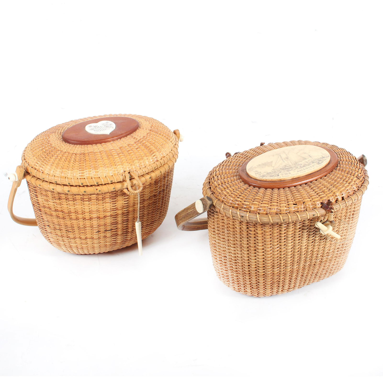 Two tightly woven Nantucket Lightship basket purses: (1 of 9)