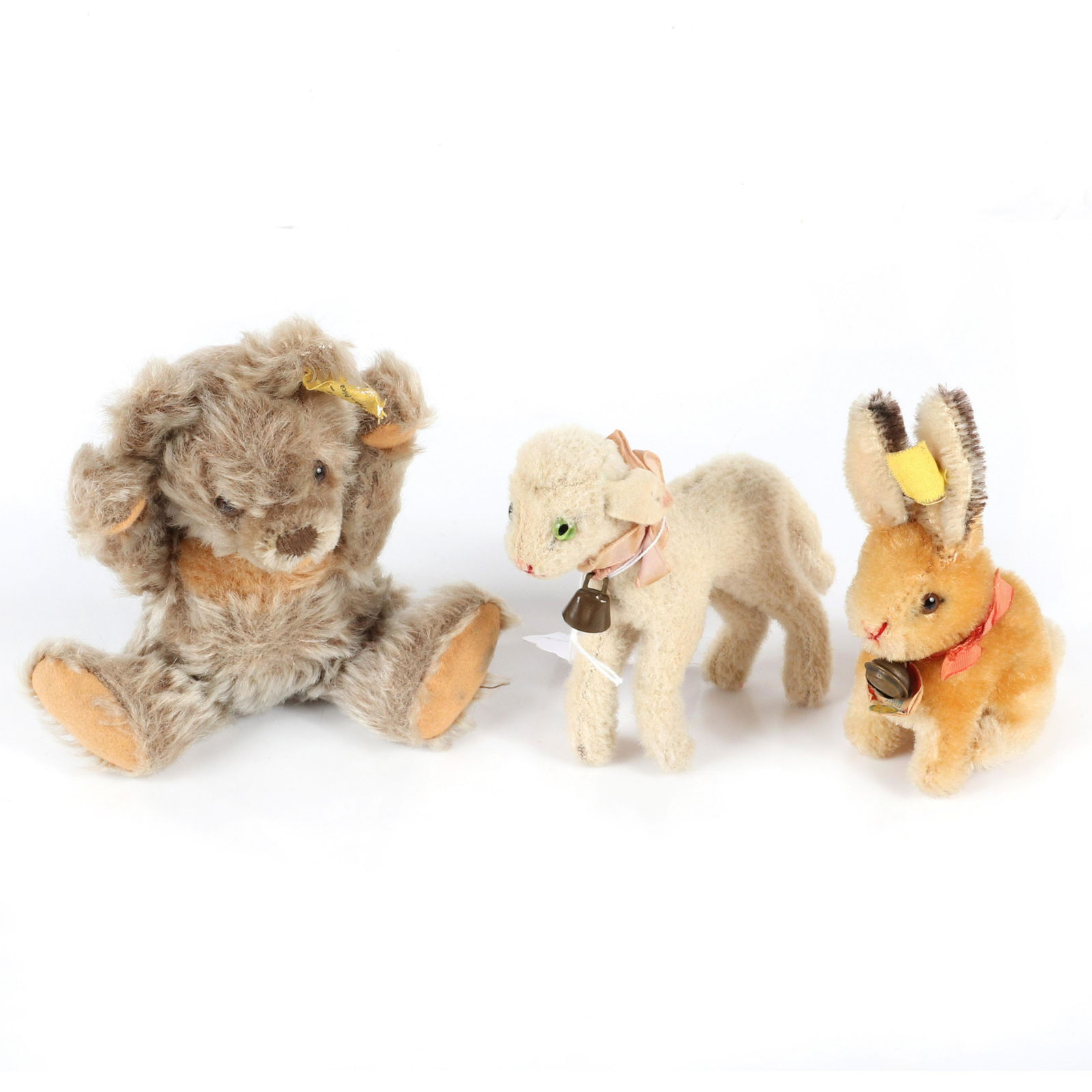 Three small Steiff mohair plush animals, 'Cosy' jointed (1 of 6)