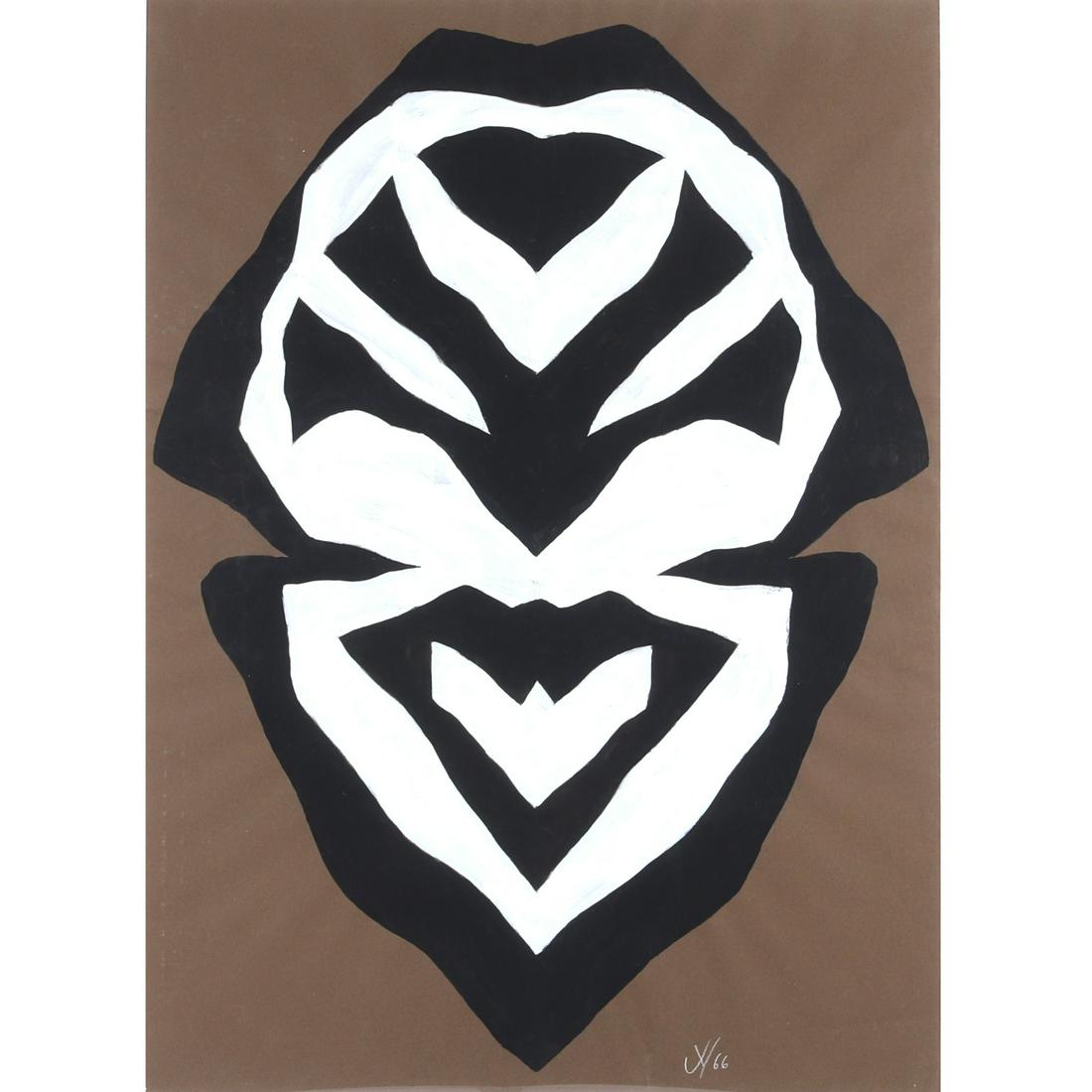 Jack Youngerman, Untitled, 1966, tempera on colored: Jack Youngerman Untitled, 1966 tempera on colored paper Signed initials and dated lower right. Exhibited, The Pace Gallery, New York, NY. Label verso. From AskArt: Jack Youngerman, who is known for hi