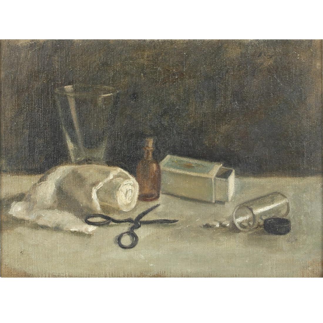 Alvin Ross, American (1920-1975), Hypochondriac, 1962,: Alvin Ross American (1920-1975) Hypochondriac, 1962 oil on board Signed upper right and titled on frame. From AskArt: Alvin Ross was born in Vineland, New Jersey in 1920. Ross graduated from the Tyler