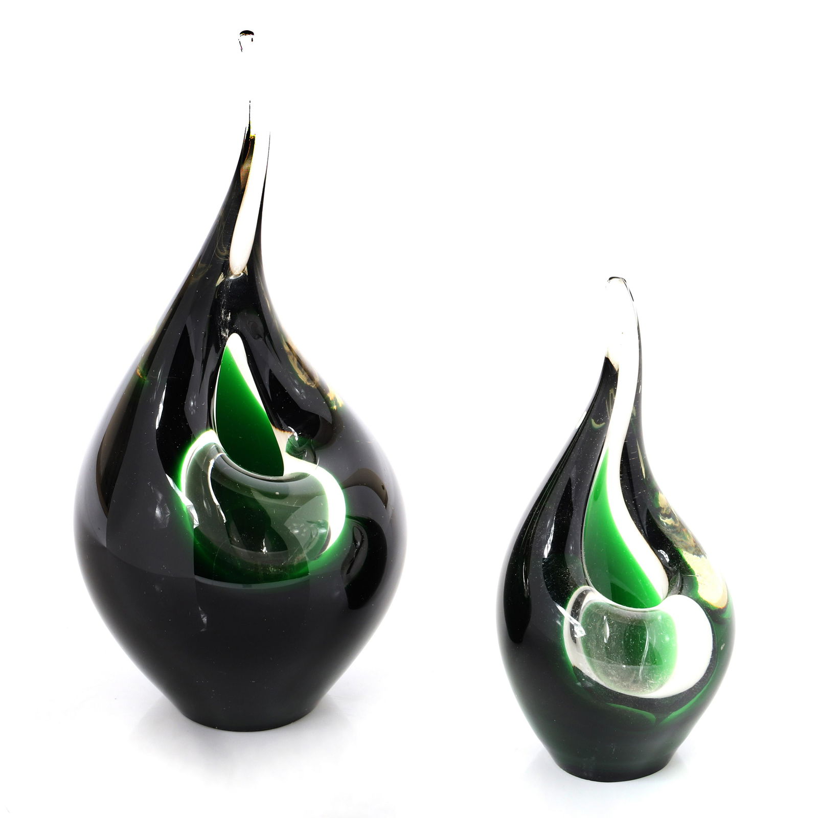 Two Holmegaard flame art glass water drop non-vases (1 of 4)