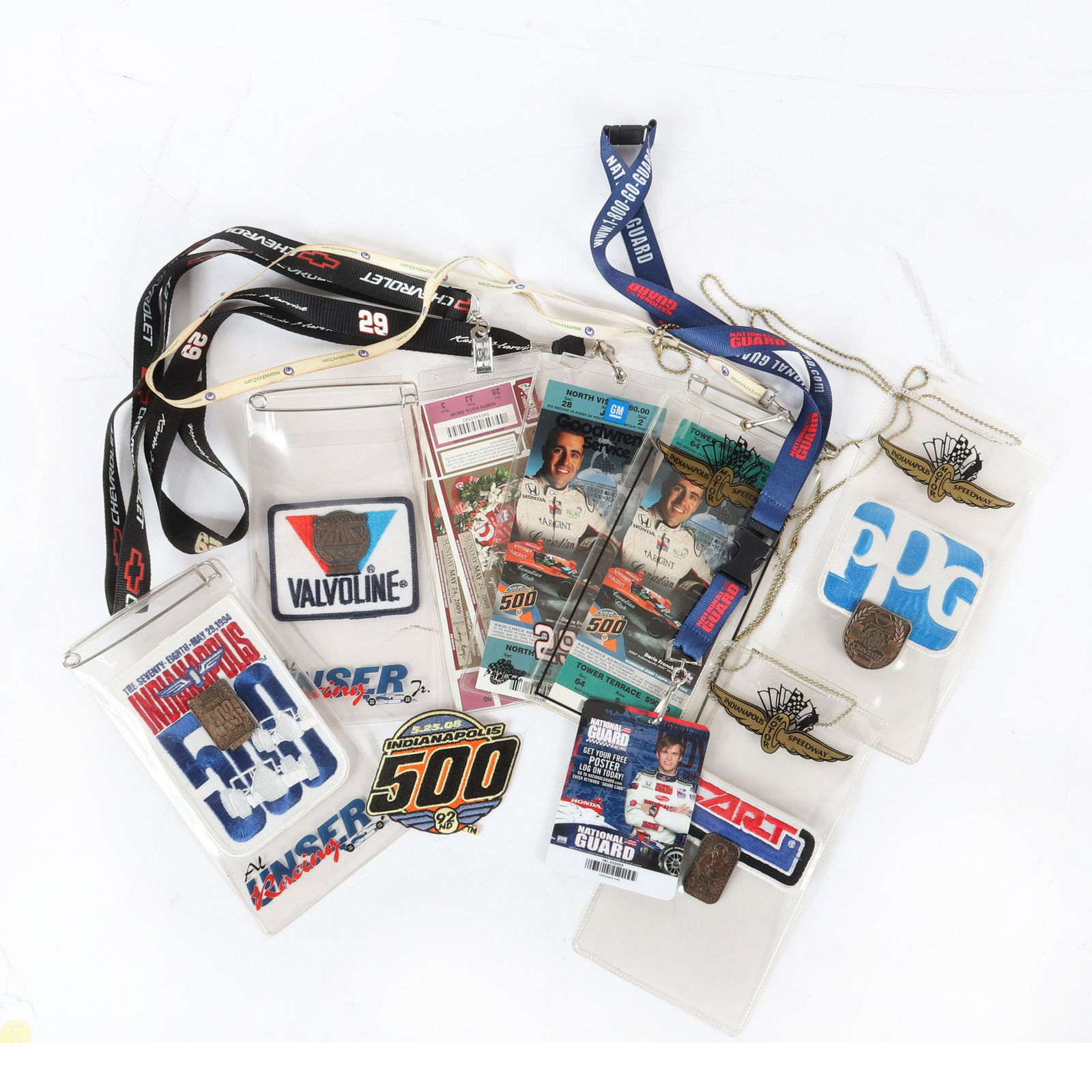 Lot of Indy 500 Pit Badges, Tickets, Coins, Patches, & (1 of 7)