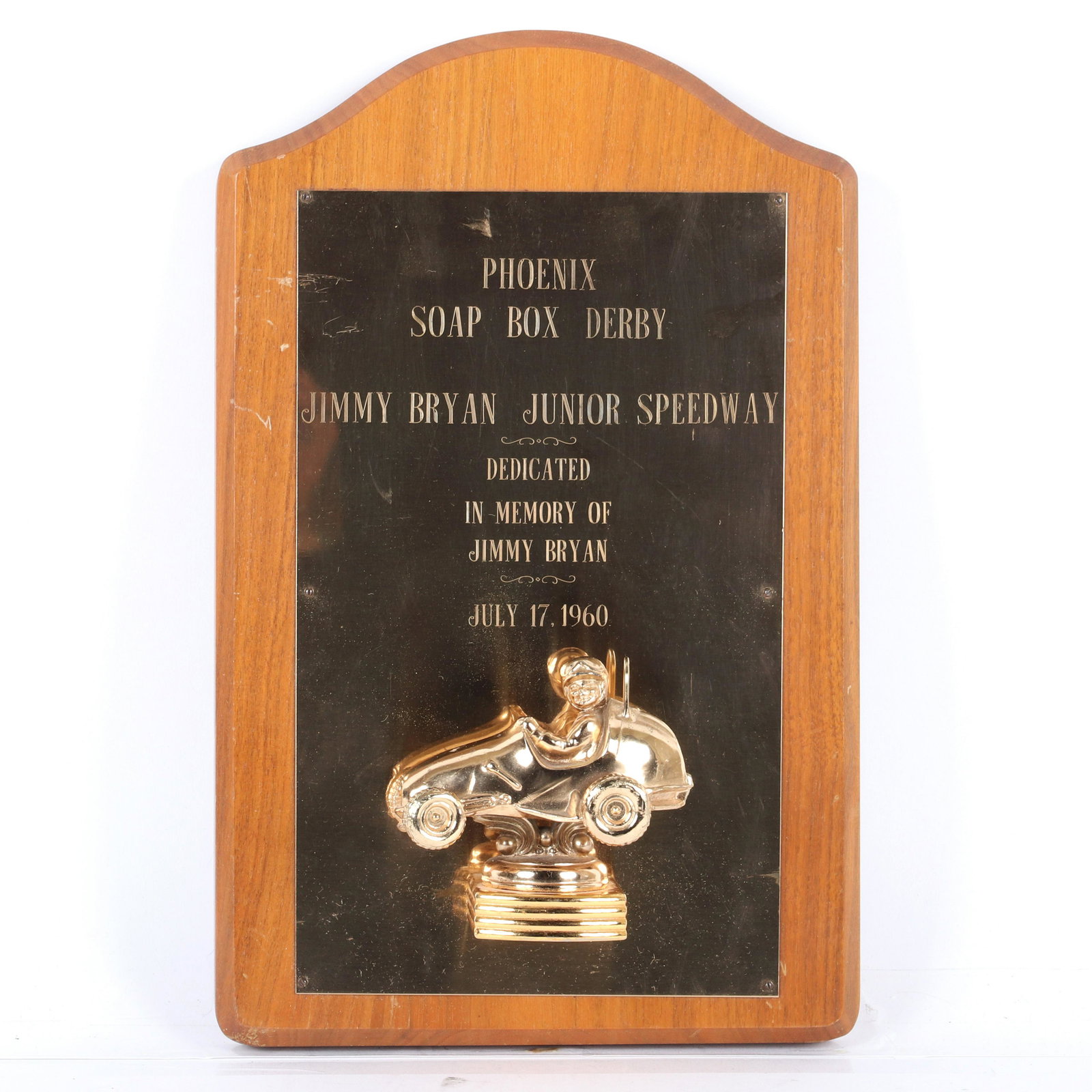 1960 Phoenix Soap Box Derby Jimmy Bryan Plaque 14x9 (1 of 3)
