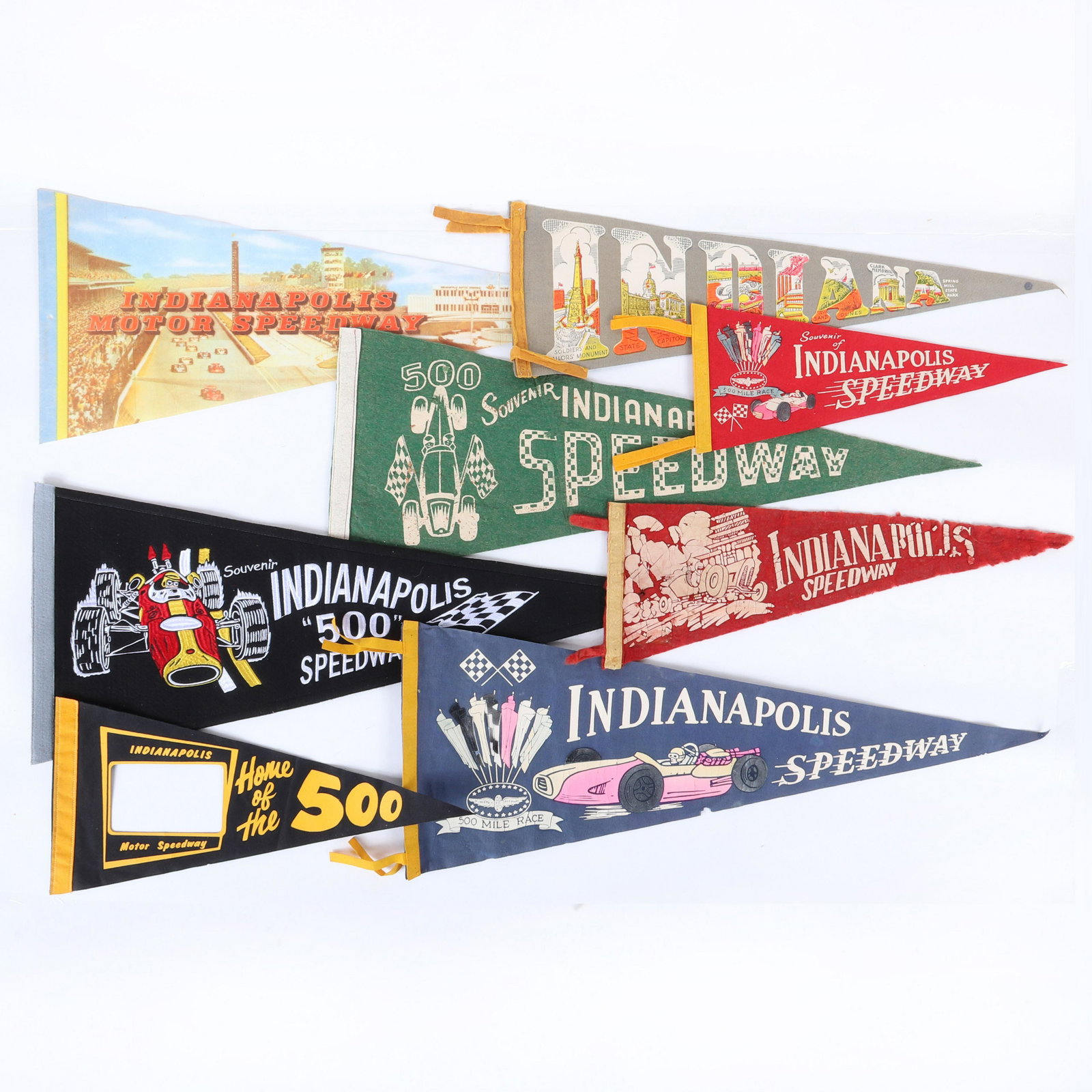 Lot of 8 Indianapolis 500 Pennants from 1930's to 2016 (1 of 5)