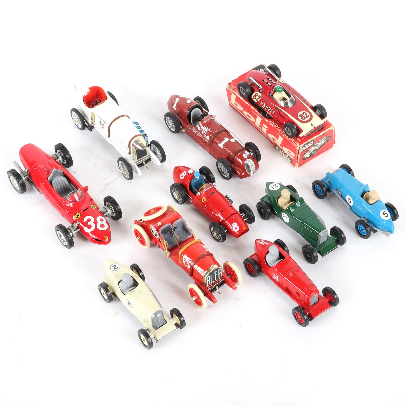 Lot of 10 Modern Manufacture Foreign Made Diecast Race: Lot of 10 Modern Manufacture Foreign Made Diecast Race Cars Lot of 10 Modern Manufacture Foreign Made Diecast Race Cars, the cars are 1:43 scale or smaller. The lot includes: Brumm Wilbur Shaw Boyle S