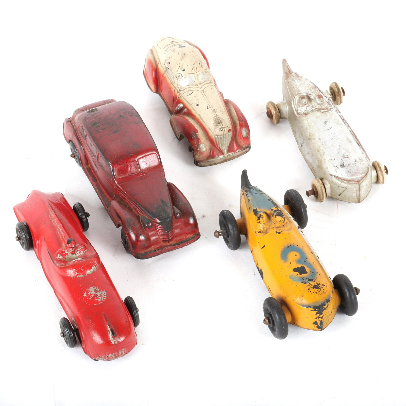 Vintage Lot of 5 Sun & Arcor Rubber Race & Sedan Cars (1 of 5)
