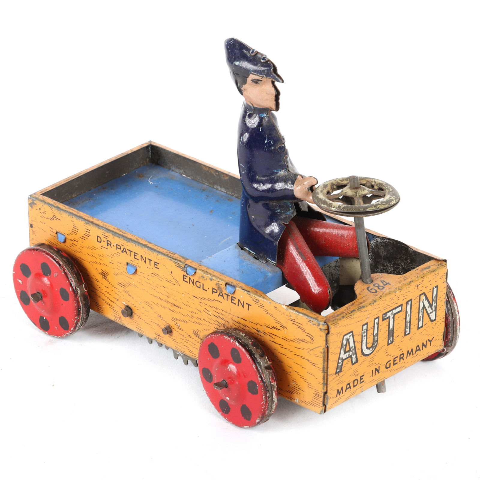 Lehmann Autin tin litho windup clockwork toy pedal car (1 of 6)