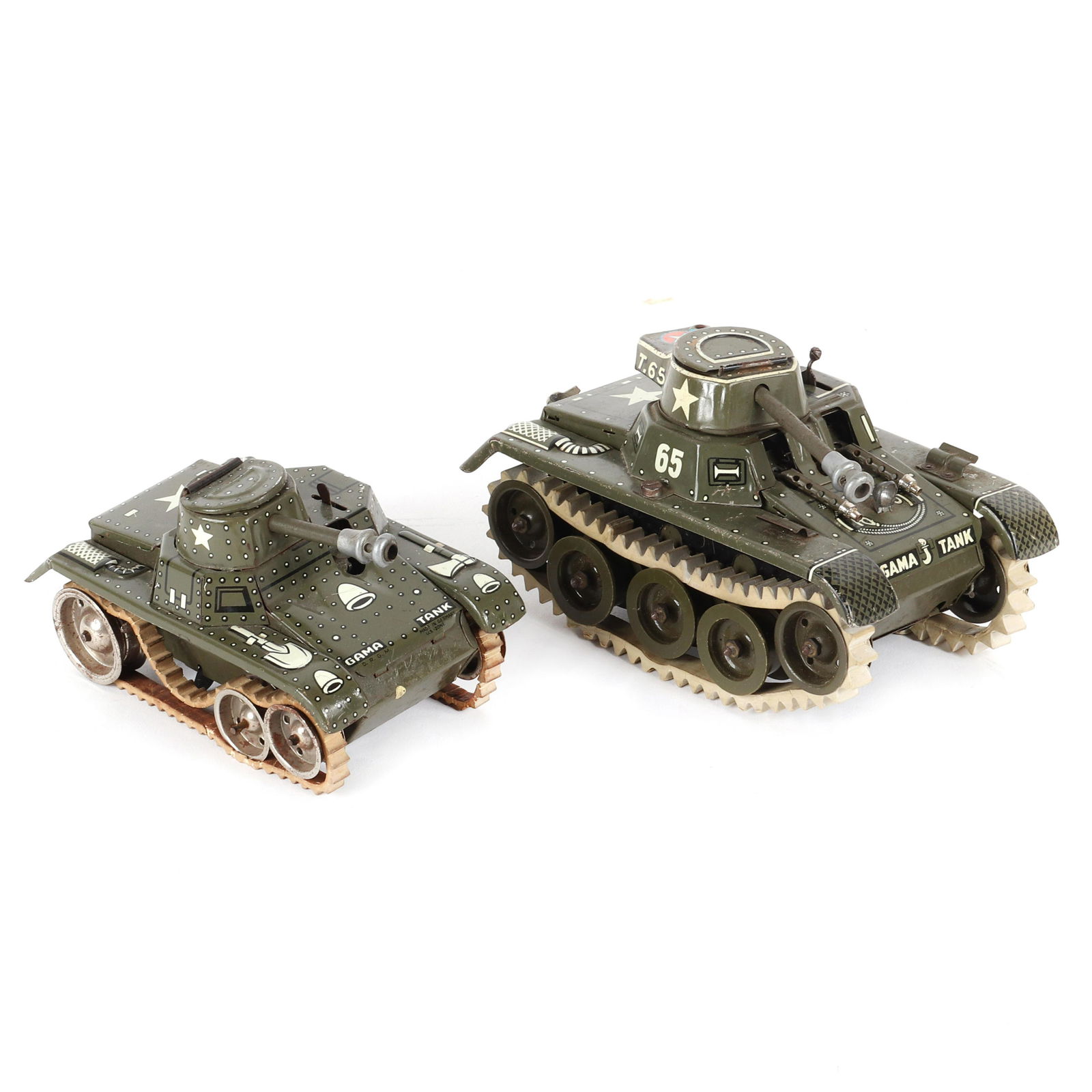2 - Made in Germany Tin Litho Wind Up Gama Tanks (1 of 6)