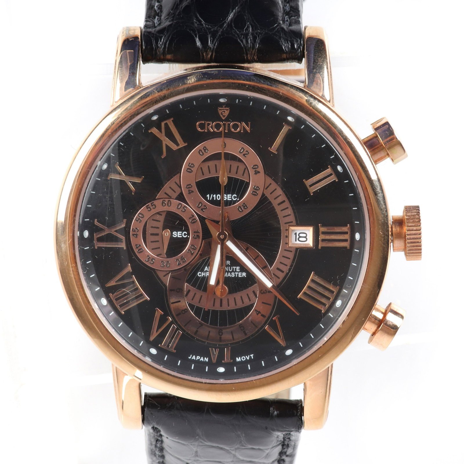 Croton Chronomaster stainless steel gentlemen's watch,: Croton Chronomaster stainless steel gentlemen's watch, Japan movement, 10ATM-330FT, No. CC311195BRDW. 45mm case
