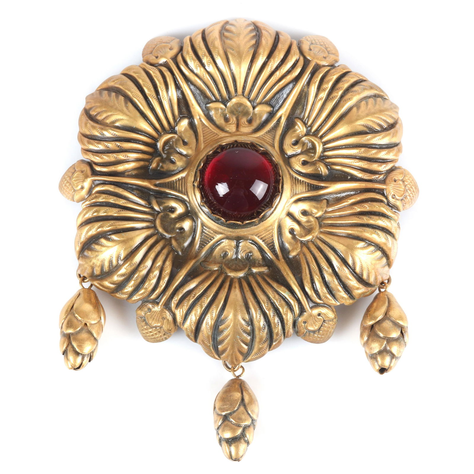 Joseff of Hollywood LARGE 4 1/2"H Deco gilt brass (1 of 4)