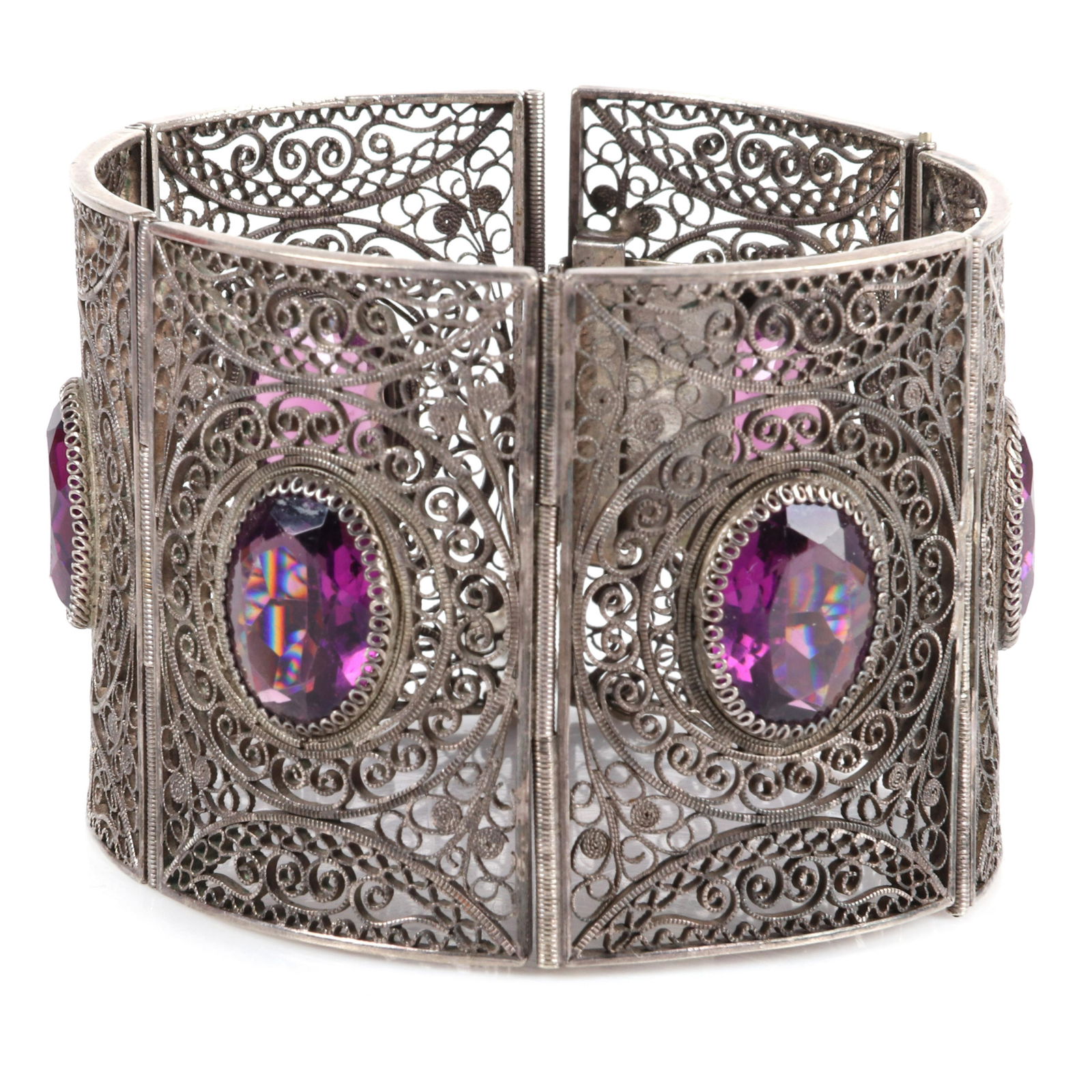 Antique six panel Florentine filigree 800 silver and (1 of 3)