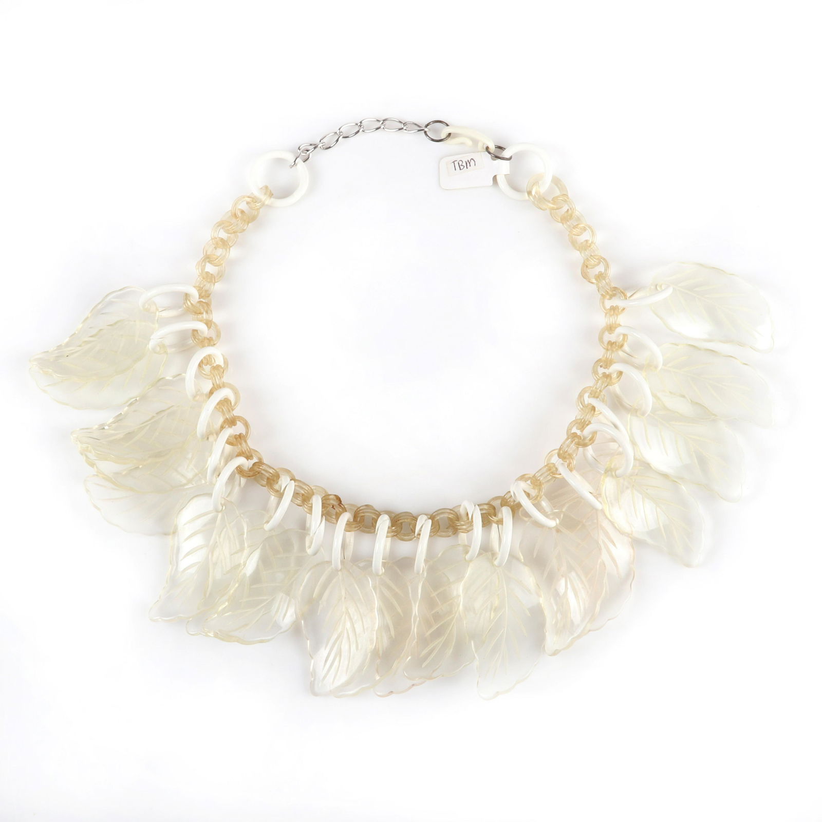 Vintage 1950s carved clear lucite leaf bib necklace. (1 of 3)