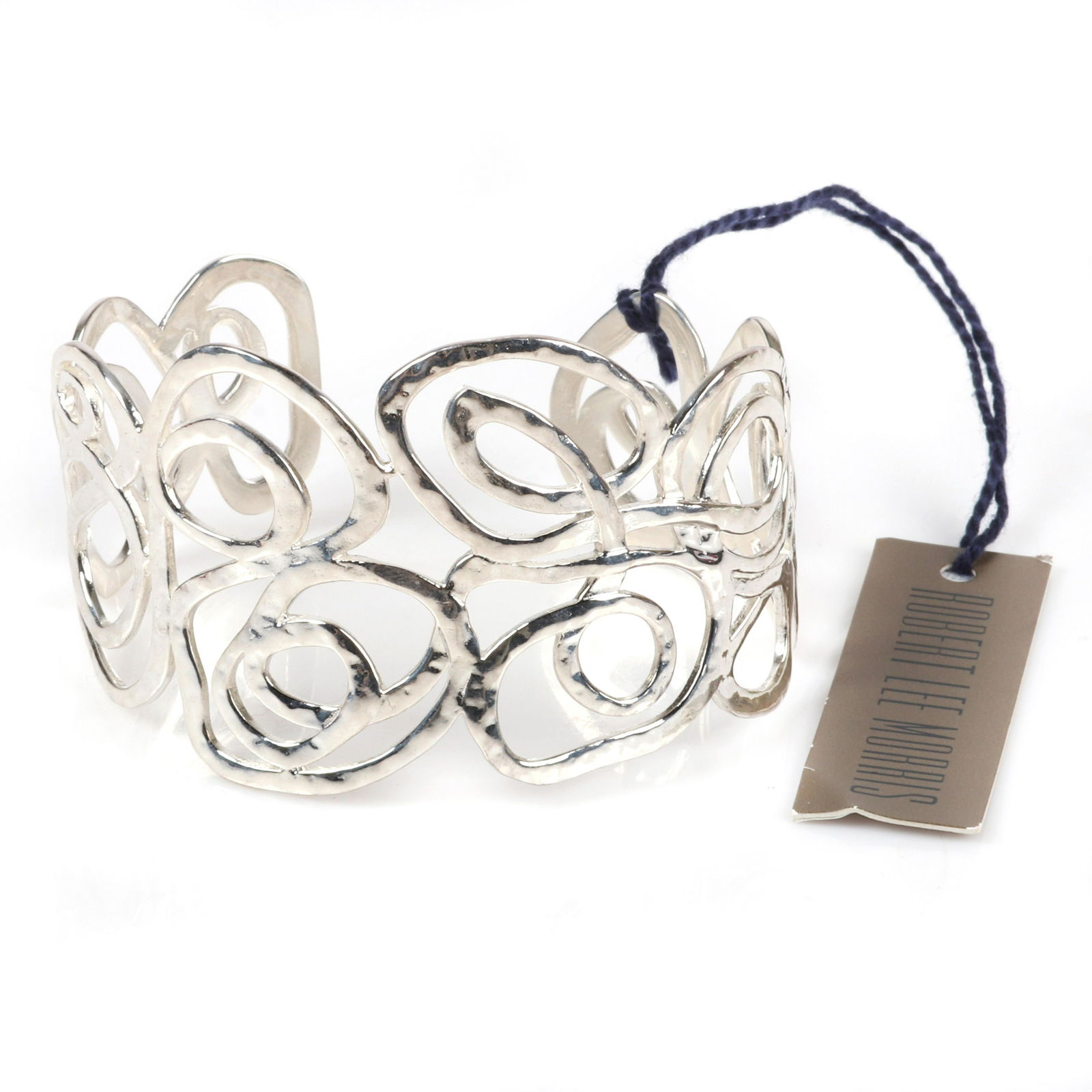 Robert Lee Morris RLM designer sterling silver "Swirl": Robert Lee Morris RLM designer sterling silver "Swirl" open work cuff bracelet, new old stock with original tags. marked RLM Studio 925. Robert Lee Morris (born 1947) is an American jewelry designer a