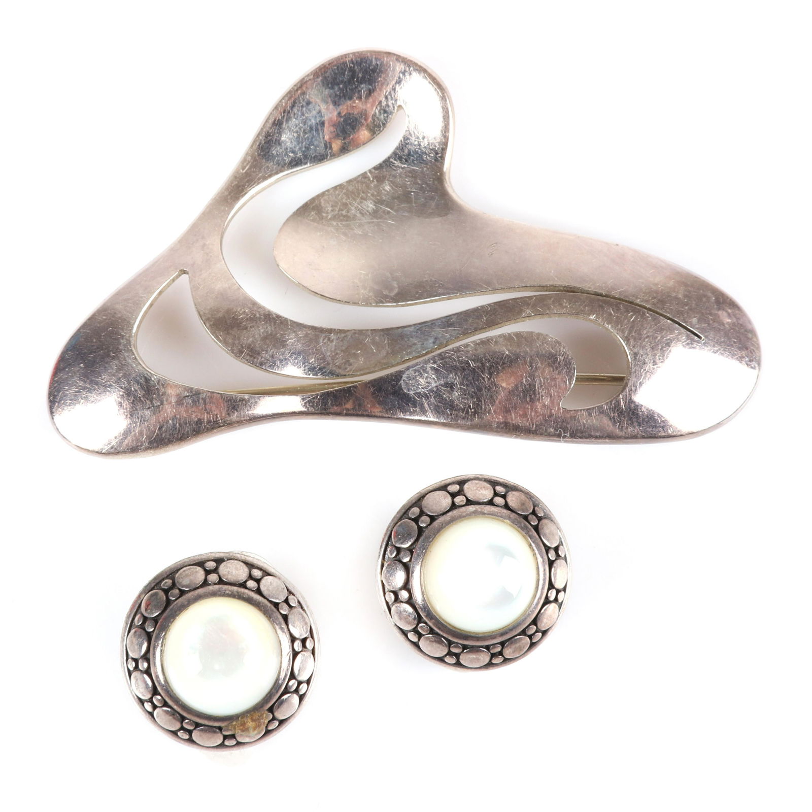 Taxco Mexican modernist amorphic sterling silver amoeba (1 of 5)