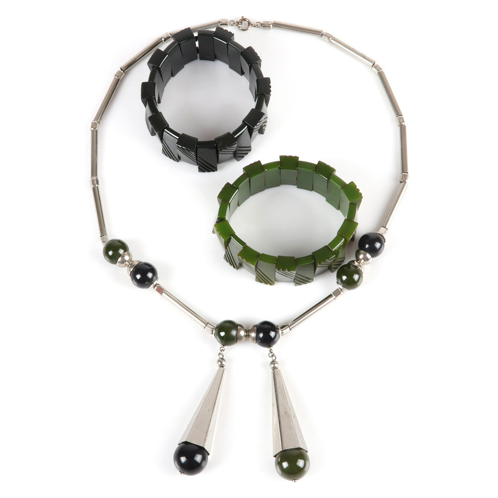 Machine age Jakob Bengel silver tone & Bakelite (1 of 4)